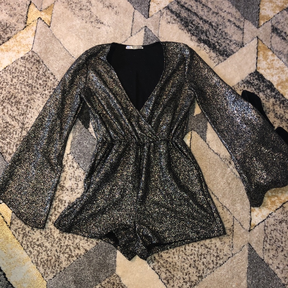 Black and silver dressy romper